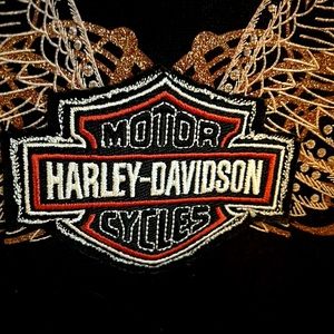 Women’s Harley Davidson Jacket - Black & Orange W/Detailing - Size Large
